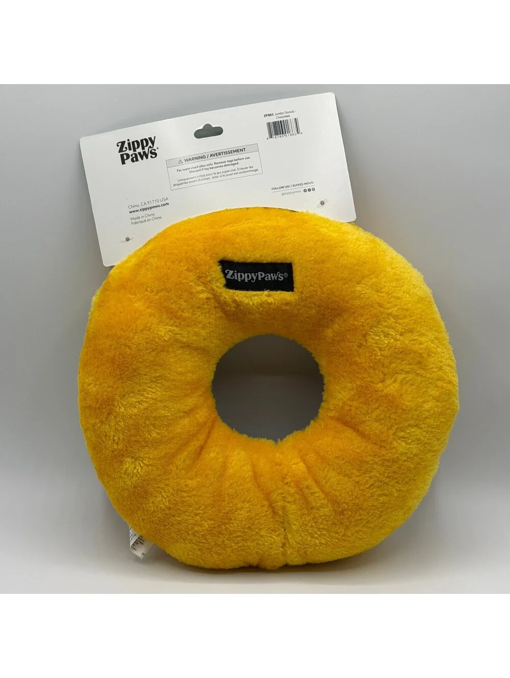 ZippyPaws Jumbo Donutz Chocolate Donut Dog Toy Plush Zippy Paws ZP863 NEW